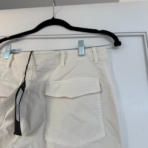 NWT Nili Lotan Jenna Cropped Twill Pants In Eggshell Raw Edge High Rise Sz 8 - Picture 7 of 7